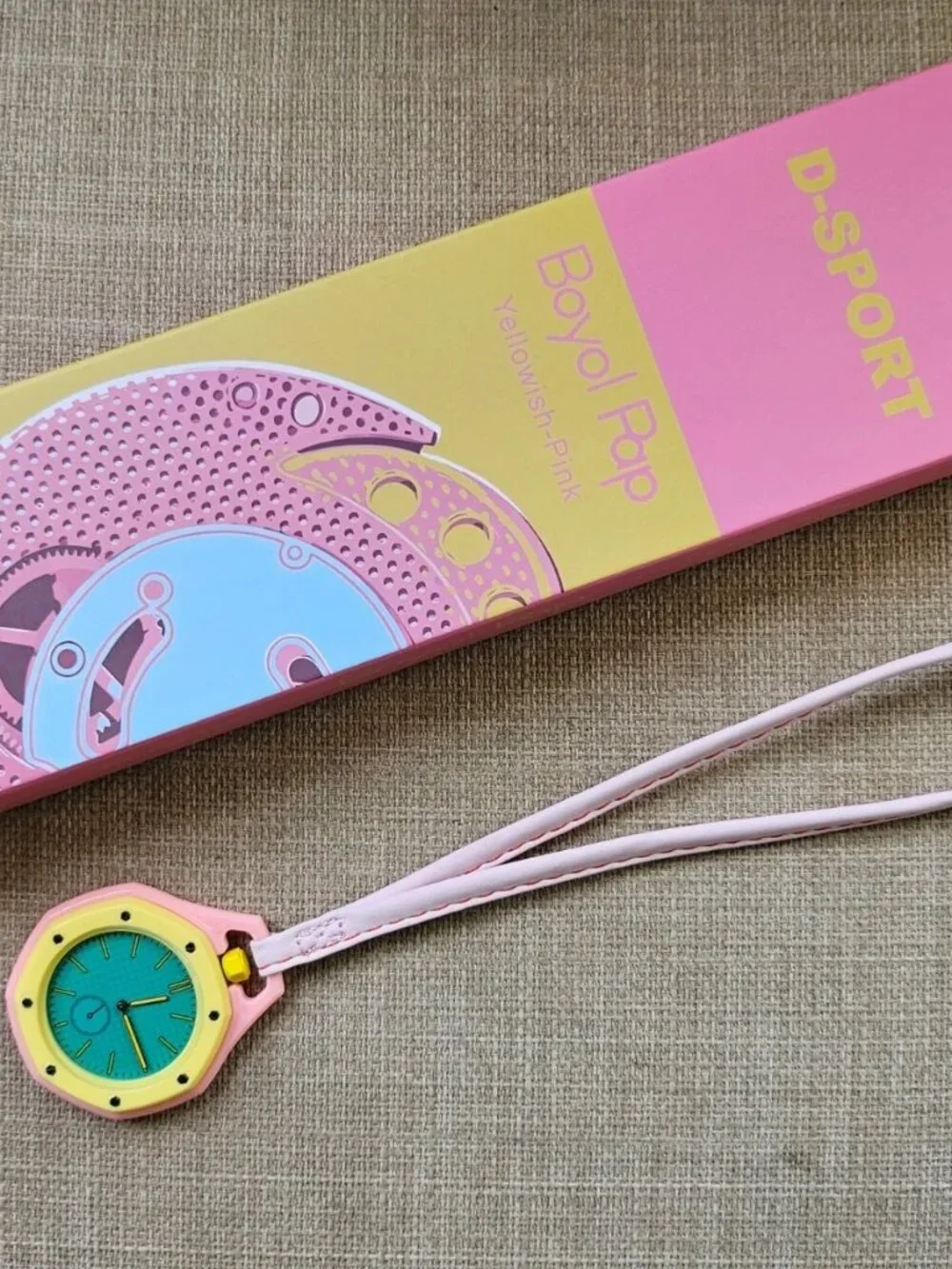 Fashion Pocket Watch Analog Quartz Hand Watch Pink/Yellow Tone Sport Watch